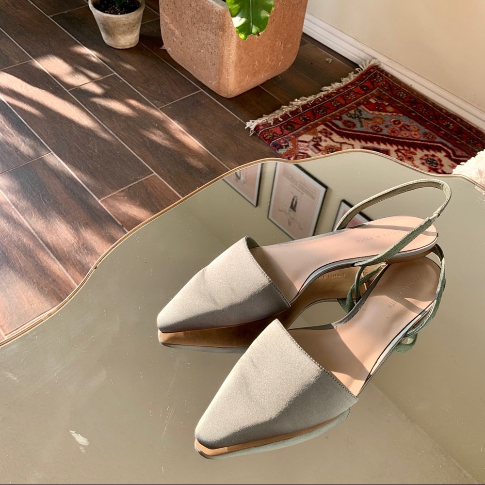 Silk satin slingback mules